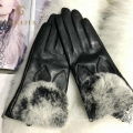 Meilleure vente de vrais gants de fourrure femmes hiver chaud gros gants